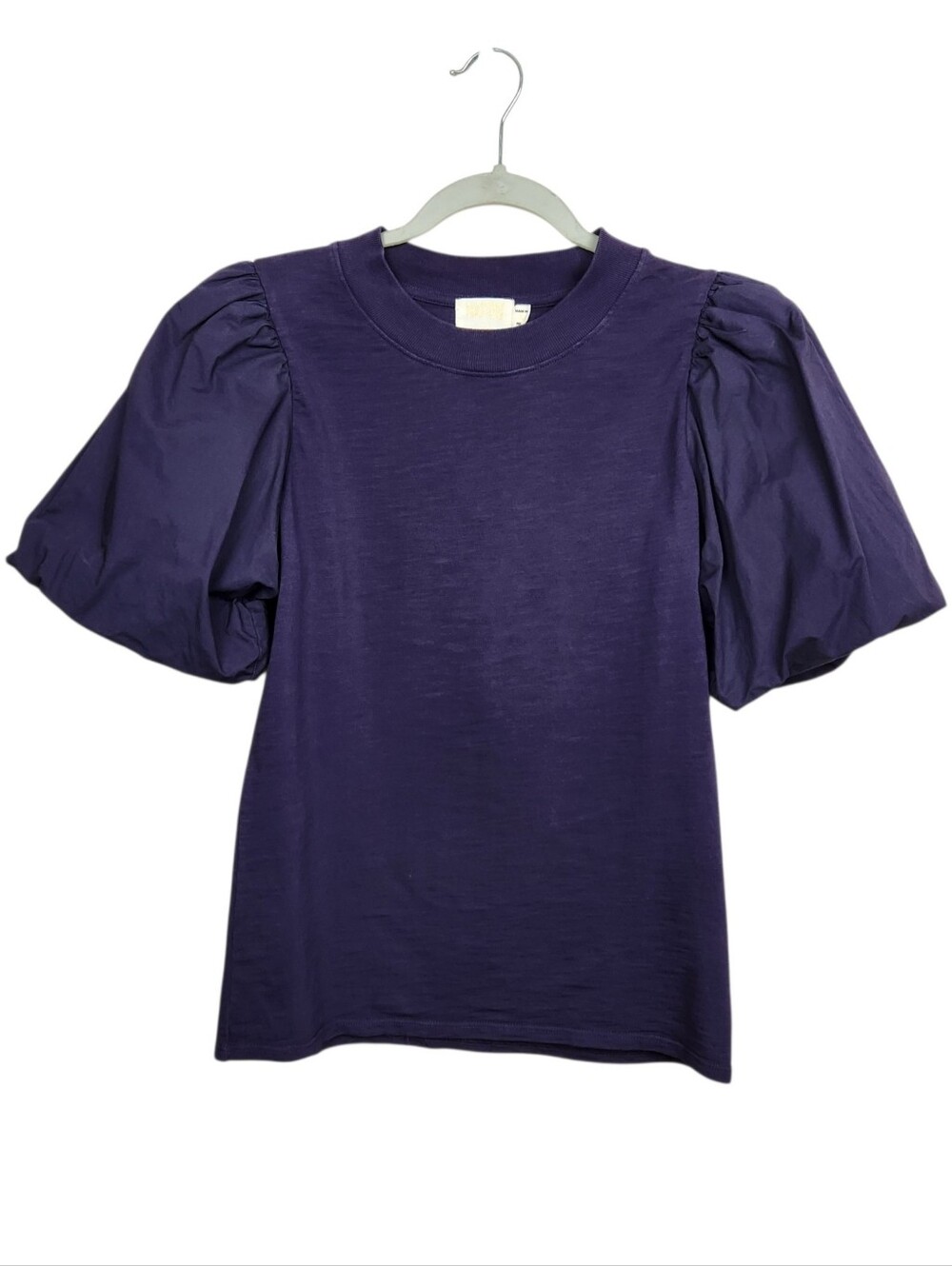 Nation LTD Los Angelas Plum Puff Sleeve Cuff Crewneck Blouse Top Womens Size S